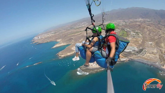 Panoramic flight: Paragliding over the coast of Adeje, Tenerife